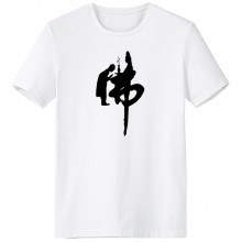 culture   monk guanyin character figure illustration pattern crew-neck white t-shirt sp and summer tagless comfort cotton sports t-shirts