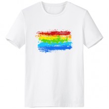 lgbt stippling rainbow   transgender bisexuals support flag illustration crew-neck white t-shirt sp and summer tagless comfort cotton sports t-shirts