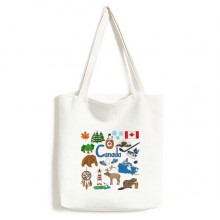 canada landscape  landmark animals national flag resident diet illustration pattern fashionable design Quality canvas bag environmentally tote large capacity shopping bags