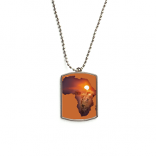 Lion Prairie African Continent Name Map Stainless Steel Chain Dog Tag Pendant Pet Necklace