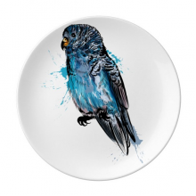 Black Blue Parrot Bird Plate Decorative Porcelain Salver Tableware Dinner Dish