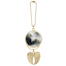 White Horse Science Nature Scenery Car Keychain Angel Wing Pendant